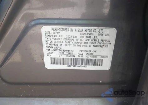 2013 Infiniti G37 z USA, uszkodzony, nr VIN JN1CV6AR3DM756731